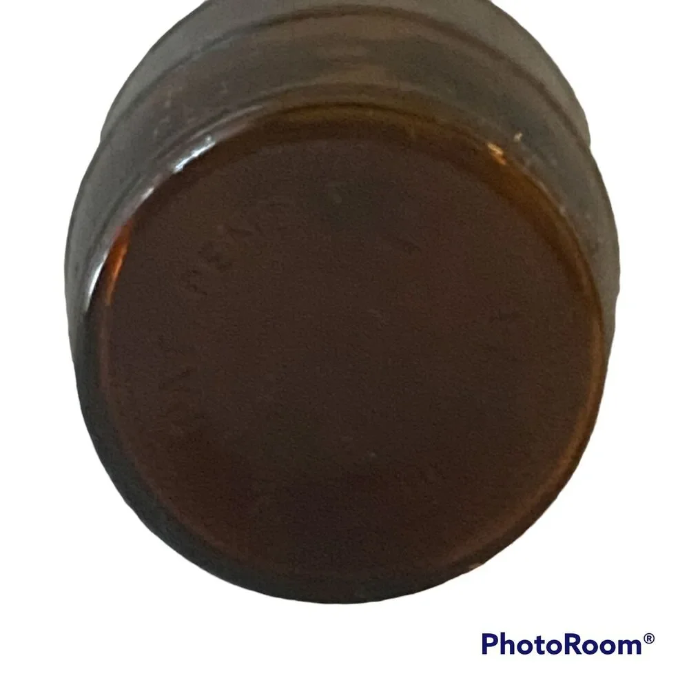 Amber Glass Bottle 1970s 4 inch Crock Barware Mancave Home Office Desk Shelf